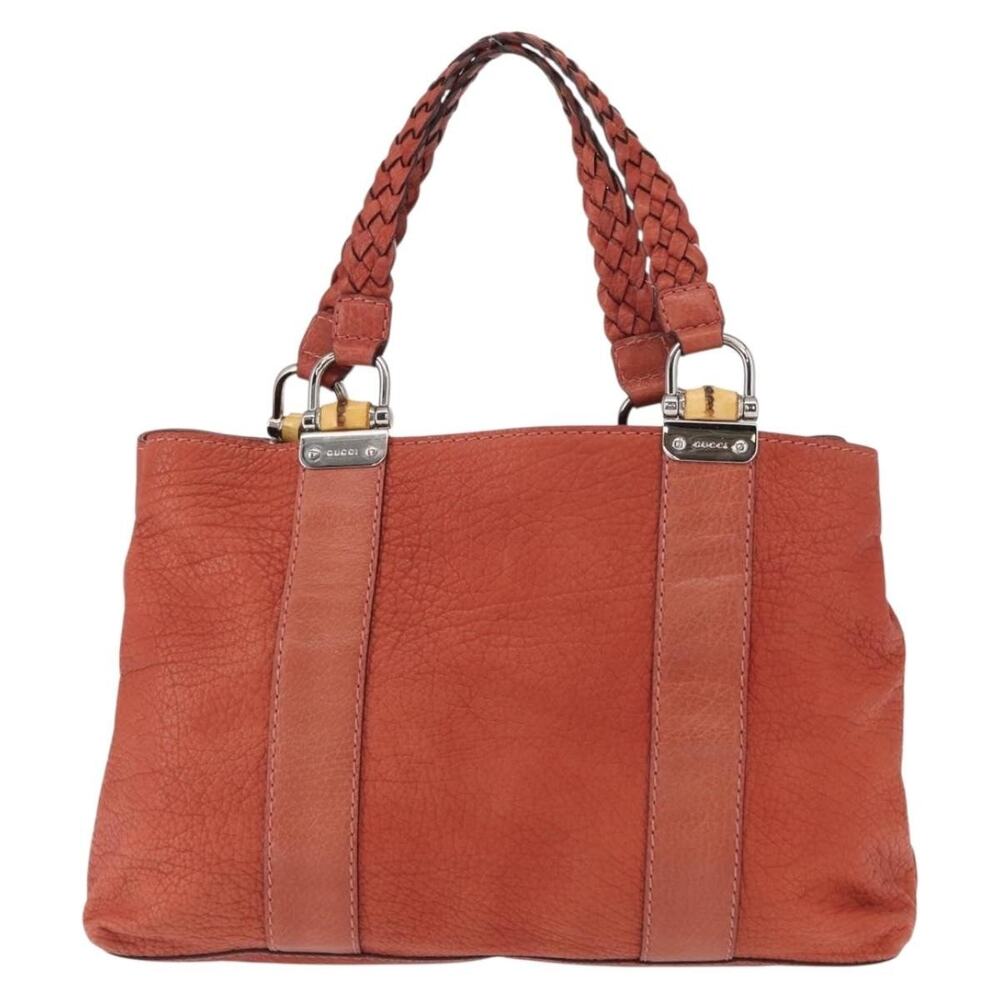 Gucci Bamboo Leather Handbag Red